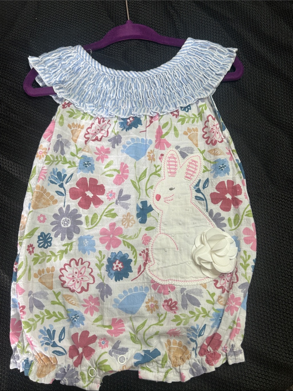 Mud Pie White Floral-Print Baby Romper